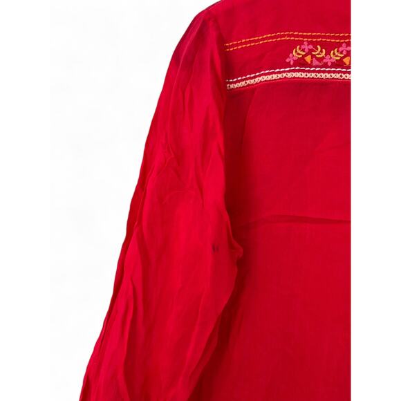 Johnny Was | S | Tunic Top Embroidered Mini Dress Red Floral - Picture 7 of 10